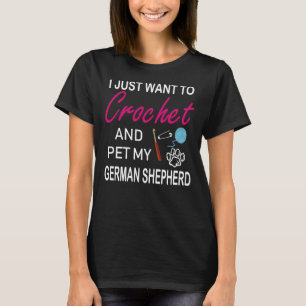 Crochet och German Shepherd Hund älskare Mamma Fun T Shirt