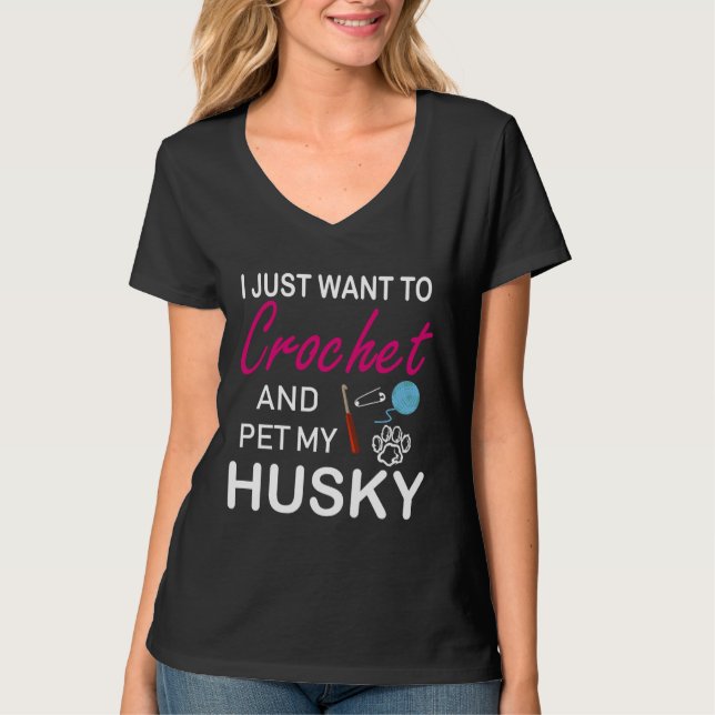 Crochet och Husky Hund... -....................... T Shirt (Framsida)