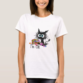Crochet och Knitting Im Ok, lustig Cat Crochet Sti T Shirt