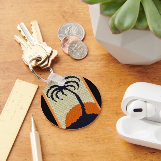 Crochet Print för den tropiska Orangen Handflatan  Nyckelring (Skrivbord)