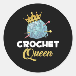 Crochet Queen Crawing Yarn Crocheter Humor Runt Klistermärke