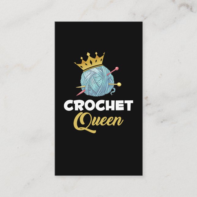 Crochet Queen Crawing Yarn Crocheter Humor Visitkort (Framsida)