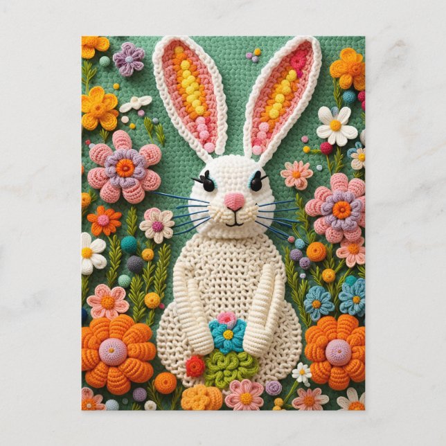 Crochet Rabbit, vykort för postkorsning (Framsida)