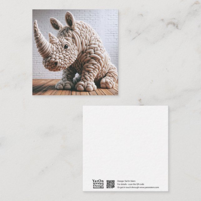 Crochet Rhino-hälsningskort Anteckningskort (Fram/baksida)