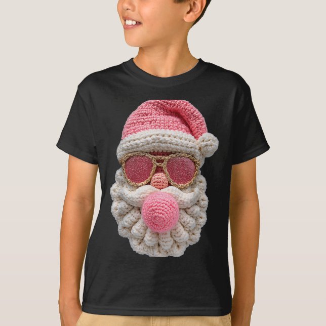 Crochet Santa Blowing Bubble Gum Christmas Girly K T Shirt (Framsida)
