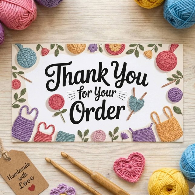Crochet Small Business Thank You Visitkort (Skapare uppladdad)