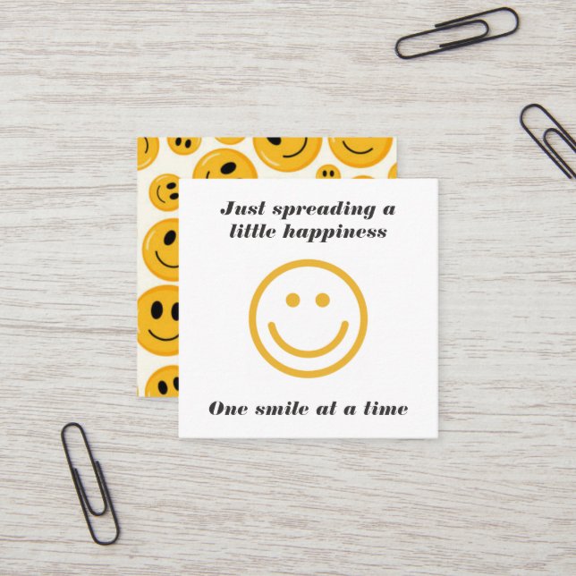 Crochet Smiley Spreading Happiness Karma Cards Fyrkantigt Visitkort (Fram/Back In Situ)