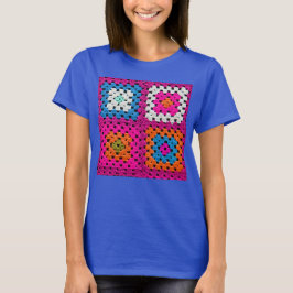 Crochet Square Vivid Färg Crochet Älskare T Shirt
