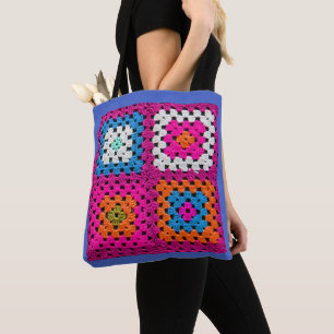 Crochet Square Vivid Färg Crochet Älskare Tygkasse