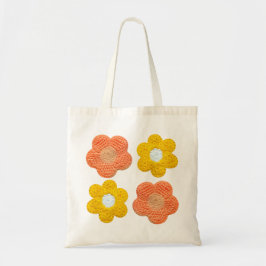 Crochet-Style Floral Tote Bag – Handmade Look Tygkasse