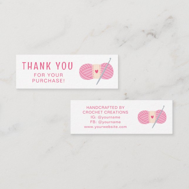 Crochet Tack Small Business Crocheting Mini Visitkort (Fram/baksida)