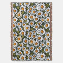 Crochet White Daisies Spring Wildflowers Filt
