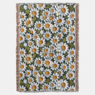 Crochet White Daisies Spring Wildflowers Filt