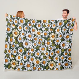 Crochet White Daisies Spring Wildflowers Fleecefilt