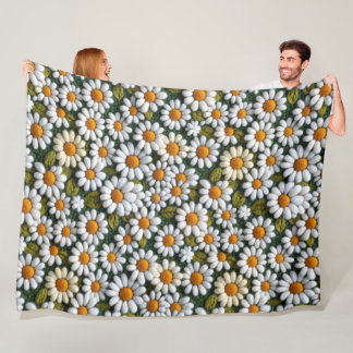 Crochet White Daisies Spring Wildflowers Fleecefilt