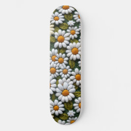 Crochet White Daisies Spring Wildflowers Mini Skateboard Bräda 18,5 Cm