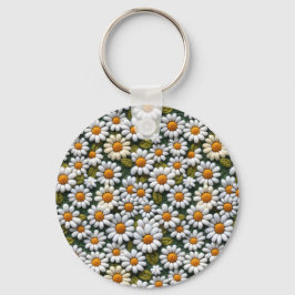 Crochet White Daisies Spring Wildflowers Nyckelring