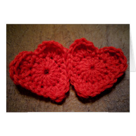 Crochet Yarn Hearts on Wood Handmade made OBS Kort
