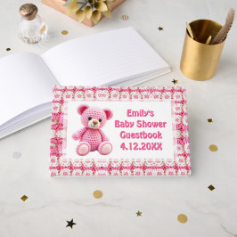  Crocheted Teddy Bear Girl's Baby Shower Gästböcker