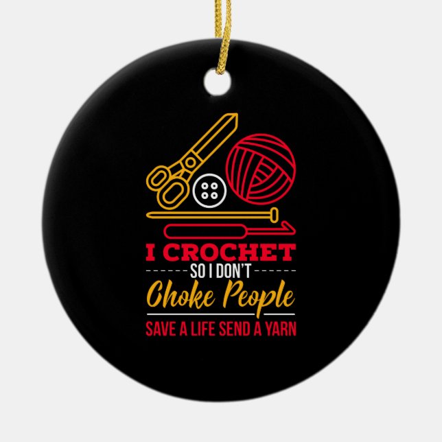 Crocheteters gift julgransprydnad keramik (Framsidan)