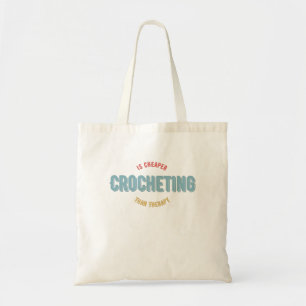 Crocheting är billigare än terapi tygkasse