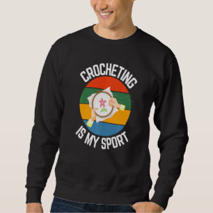 Crocheting är min sport Crochet Fläkt Lång Ärmad Tröja