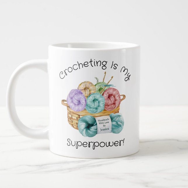 Crocheting är min supermakts Personlig Jumbo Mugg (Vänster)