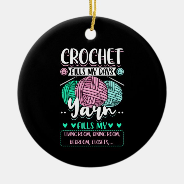 Crocheting - Crochet fyller mina dagar Julgransprydnad Keramik (Framsidan)