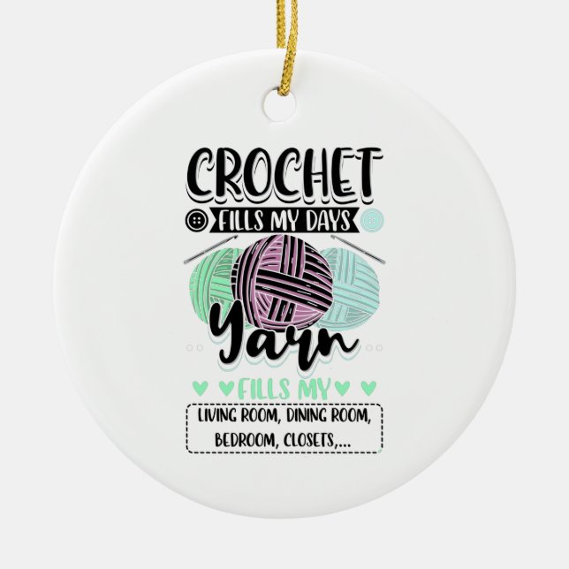 Crocheting - Crochet fyller mina dagar Julgransprydnad Keramik (Framsidan)