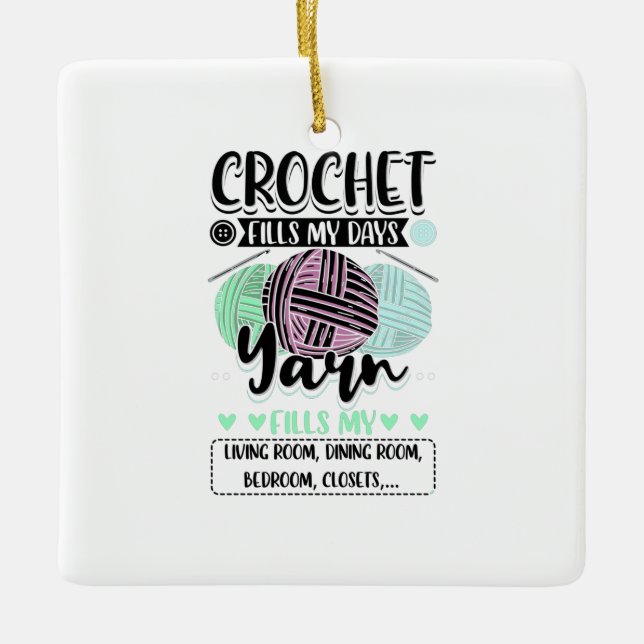 Crocheting - Crochet fyller mina dagar Julgransprydnad Keramik (Framsida)