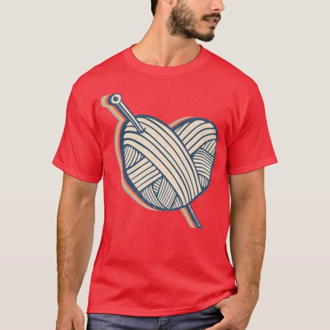 Crocheting Crocheter Crochet Knitting Heart Retro  T Shirt (Framsida)