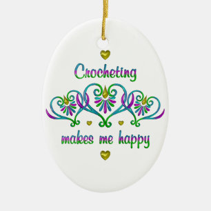 Crocheting gör mig Lycklig Julgransprydnad Keramik