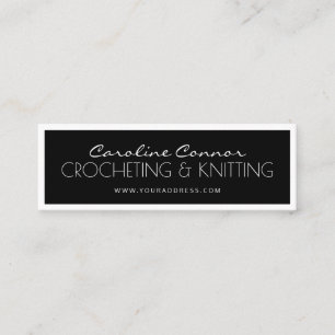 Crocheting & Knitting Black & White Borded Card Mini Visitkort