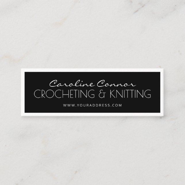 Crocheting & Knitting Black & White Borded Card Mini Visitkort (Framsida)