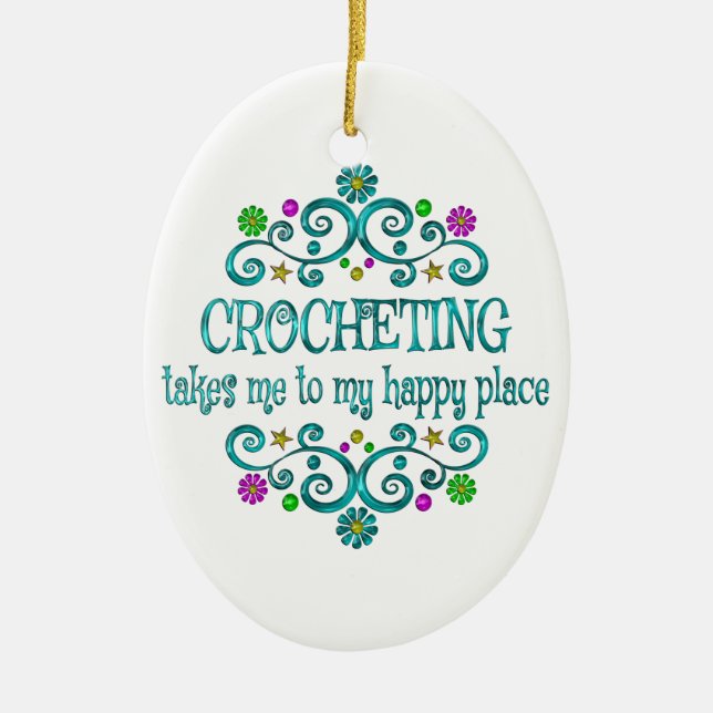 Crocheting Lycklig Ställe Julgransprydnad Keramik (Framsidan)