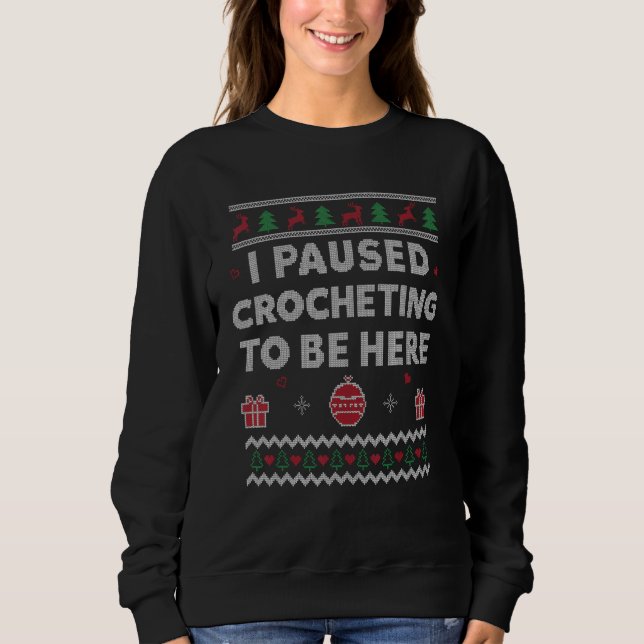 Crocheting Ugly jul Crochet Yarn Julafton T Shirt (Framsida)