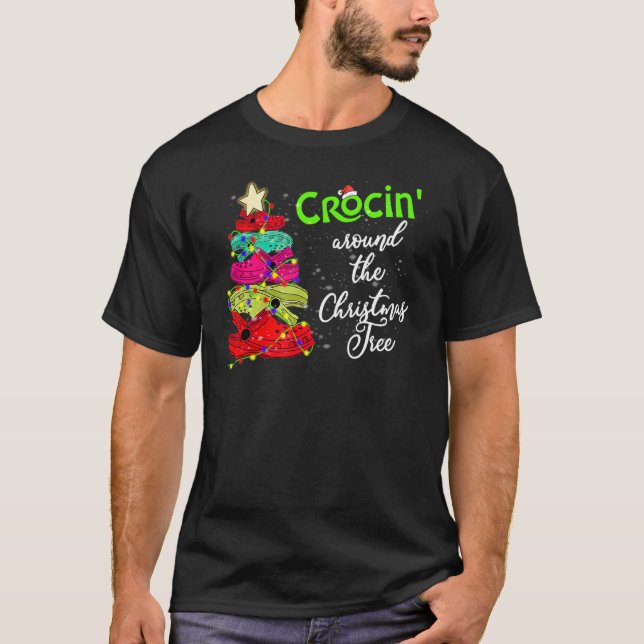 Crocin runt den Julgran nuny Julafton Kristus T Shirt (Framsida)