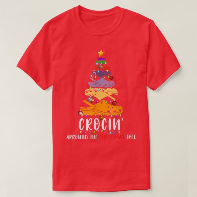 Crocin runt den Julgran nuny Julafton Kristus T Shirt (Design framsida)