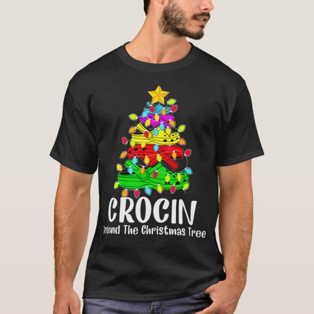 Crocin runt den Julgran nuny Julafton Kristus T Shirt (Framsida)