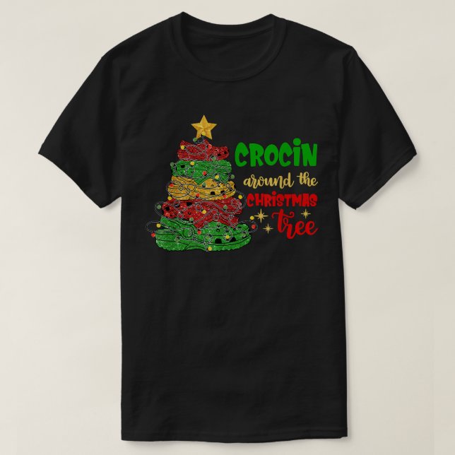 Crocin runt Julgran Funny Merry Chris T Shirt (Design framsida)
