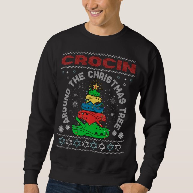 Crocin runt Julgran Lång Ärmad Tröja (Framsida)