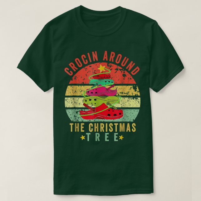 Crocin runt Julgran Pjs Julafton Christma T Shirt (Design framsida)