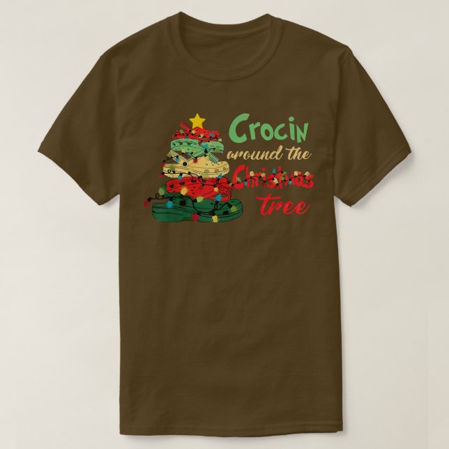 Crockin runt Julgran Pajama-familjen Morsa T Shirt (Design framsida)