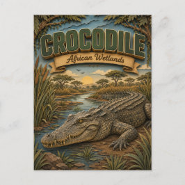 Crocodile African Wetlands POPCUT Vykort