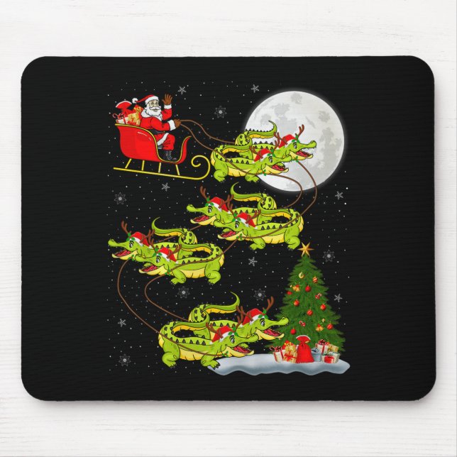 Crocodile Alligators Santa Sleigh Flying Funny Chr Musmatta (Framsidan)
