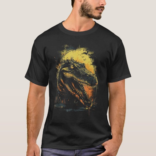 Crocodile Animal Retro Style Graphic Tees for Men  T Shirt (Framsida)