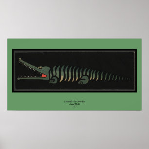 Crocodile - Antiquarian Colorful Bok Illustration Poster