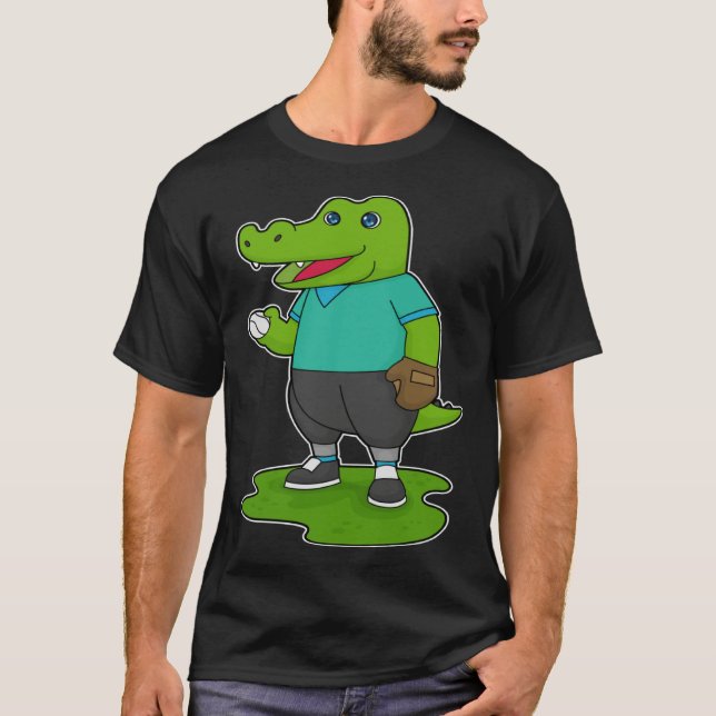 Crocodile Baseball Baseball glove Sports T Shirt (Framsida)