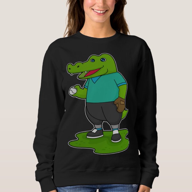 Crocodile Baseball Baseball glove Sports T Shirt (Framsida)
