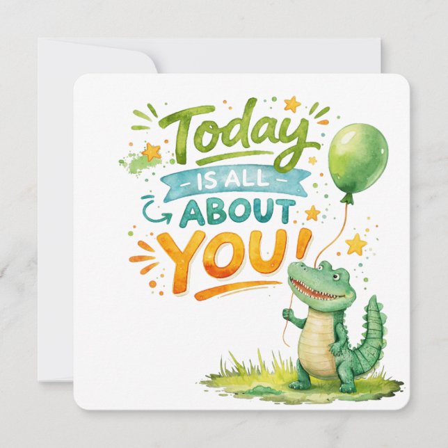 Crocodile Birthday Card for Kids Kort (Framsida)